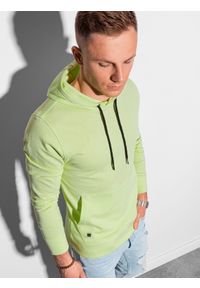 Ombre Clothing - Bluza męska z kapturem B1154 - limonkowa - XXL. Okazja: na co dzień. Typ kołnierza: kaptur. Materiał: poliester, bawełna. Styl: casual, klasyczny