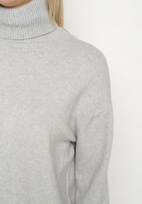 Born2be - Szary Golf z Domieszką Kaszmiru Ozdobiony Przeszyciami Avonella. Okazja: na co dzień. Typ kołnierza: golf. Kolor: szary. Materiał: kaszmir. Wzór: aplikacja. Styl: casual, klasyczny #4