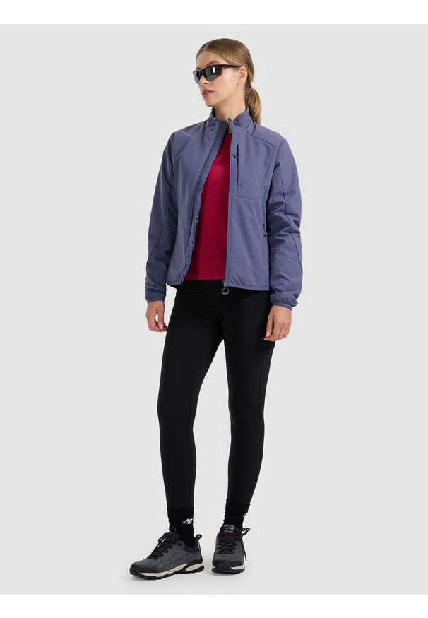 4f - 4F Kurtka puchowa trekkingowa z wypełnieniem syntetycznym damska - granatowa L. Typ kołnierza: kołnierzyk stójkowy. Kolor: niebieski. Materiał: syntetyk, puch. Technologia: Primaloft. Wzór: gładki. Sport: wspinaczka, turystyka piesza