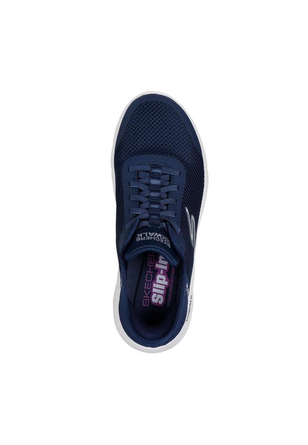 skechers - Damskie GO WALK FLEX GRAND ENTRY Slip-On Granatowy / Biały. Zapięcie: bez zapięcia. Kolor: biały, niebieski, wielokolorowy. Materiał: materiał. Sport: turystyka piesza