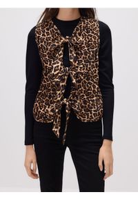 Reserved - Kamizelka z wiązaniami - beżowy. Kolor: beżowy. Materiał: tkanina #1