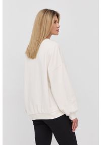 Trussardi Jeans - Trussardi bluza bawełniana damska kolor beżowy z nadrukiem. Kolor: beżowy. Materiał: bawełna. Długość rękawa: długi rękaw. Długość: długie. Wzór: nadruk #2
