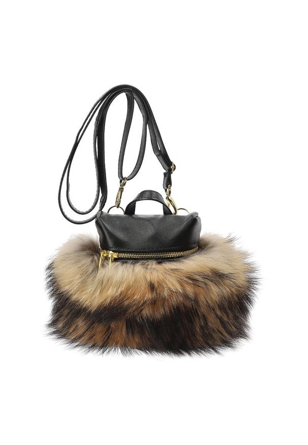 Luka-Pelli - Brązowa Torebka Luka Pelli Plecaczek Z Naturalnym Futrem Z Jenota. Kolor: brązowy. Wzór: gładki. Sezon: zima. Materiał: futrzane. Styl: elegancki, casual. Rodzaj torebki: przez ramię