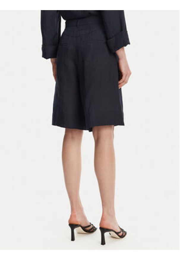 Marella Bermudy Pireo 2513141044 Granatowy Relaxed Fit. Kolor: niebieski. Materiał: len