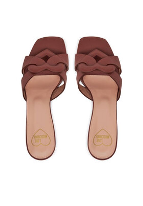 Love Moschino - LOVE MOSCHINO Klapki JA28065G1MIA0201 Brązowy. Kolor: brązowy. Materiał: skóra