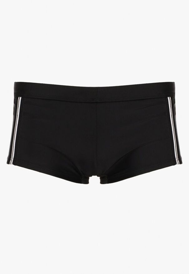 Born2be - Czarne Kąpielówki z Paskami po Bokach Wladia. Kolor: czarny. Materiał: len