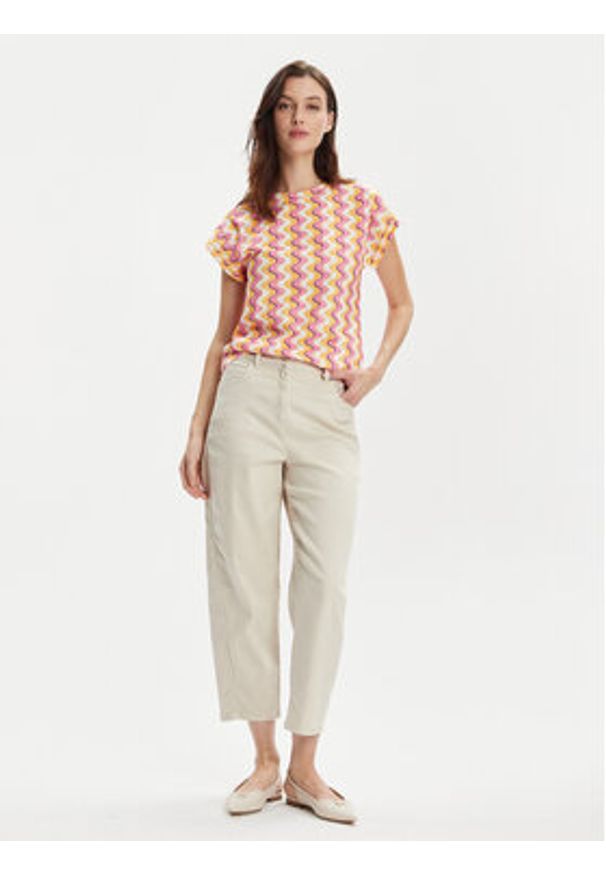 Marella Spodnie materiałowe Gallo 2413131015 Écru Regular Fit. Materiał: bawełna