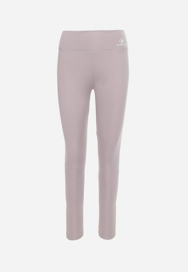Born2be - Szare Legginsy z Wysokim Stanem i Gumką w Pasie Bloelia. Stan: podwyższony. Kolor: szary. Wzór: gładki