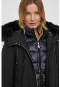 DKNY - Dkny kurtka damska kolor czarny przejściowa. Kolor: czarny. Materiał: polar, futro, włókno #3