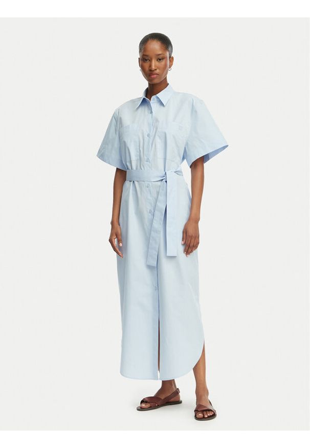 Hugo - HUGO Sukienka koszulowa Kinime 50559480 Niebieski jasny Regular Fit. Kolor: niebieski. Materiał: bawełna. Typ sukienki: koszulowe