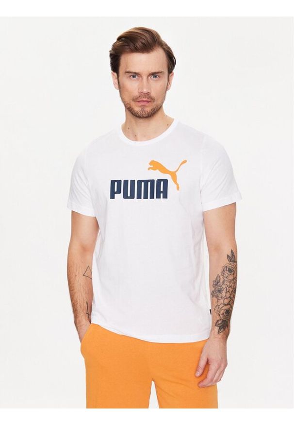 Puma T-Shirt Ess 586759 Biały Regular Fit. Kolor: biały. Materiał: bawełna