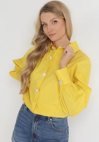 Born2be - Żółta Koszula Bawełniana Trapezowa Hazala. Kolor: żółty. Materiał: bawełna. Długość: długie. Styl: klasyczny, elegancki #5