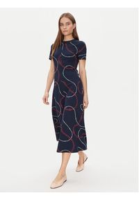 TOMMY HILFIGER - Tommy Hilfiger Sukienka codzienna Modern F&F Midi Dress WW0WW44547 Granatowy Regular Fit. Okazja: na co dzień. Kolor: niebieski. Materiał: bawełna. Typ sukienki: proste. Styl: casual. Długość: midi