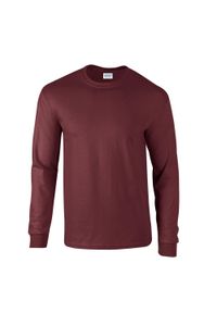 GILDAN - Ultra Bawełniana Koszulka Z Długim Rękawem Unisex Dla Dorosłych. Kolor: czerwony, wielokolorowy, brązowy. Materiał: bawełna. Długość rękawa: długi rękaw. Długość: długie