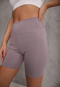 Renee - Fioletowe Szorty Kolarki High Waist Marerila. Okazja: na co dzień. Stan: podwyższony. Kolor: fioletowy. Długość: krótkie. Styl: sportowy, casual #3