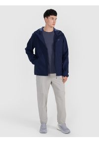 4f - 4F Kurtka przejściowa membrana 5000 męska - granatowa L. Okazja: na co dzień. Typ kołnierza: kaptur. Kolor: niebieski. Materiał: tkanina, materiał, dzianina, syntetyk. Wzór: gładki. Styl: casual, klasyczny, sportowy #2