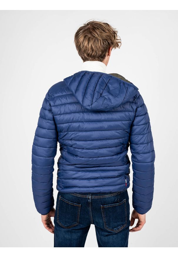 Invicta Kurtka "Down Jacket" | 4431449 | Mężczyzna | Niebieski. Okazja: na co dzień. Typ kołnierza: kaptur. Kolor: niebieski. Materiał: poliamid. Wzór: aplikacja. Styl: casual