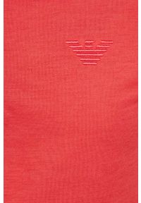 Emporio Armani sukienka kolor czerwony mini rozkloszowana. Kolor: czerwony. Materiał: tkanina. Długość rękawa: krótki rękaw. Wzór: gładki. Typ sukienki: rozkloszowane. Długość: mini