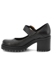 Armodo - Półbuty damskie Armdo, na klocku skórzane eleganckie zapinane sprzączką z okrągłym noskiem, czarne, 20166. Okazja: do pracy. Nosek buta: okrągły. Zapięcie: sprzączka. Kolor: czarny. Materiał: skóra. Obcas: na słupku. Styl: elegancki #5