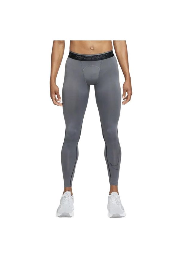 Nike - Męskie Rajstopy DriFIT. Kolor: szary. Długość: długie