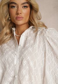 Renee - Biała Koszula Transparentna z Bufiastymi Rękawami Paiama. Okazja: na co dzień. Kolor: biały. Styl: casual #3