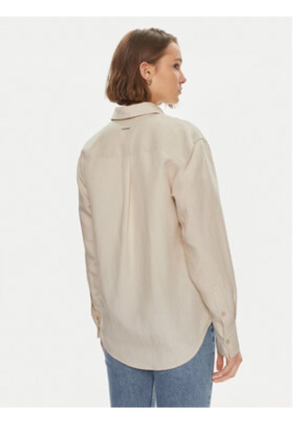Calvin Klein Koszula K20K206694 Beżowy Relaxed Fit. Kolor: beżowy. Materiał: len