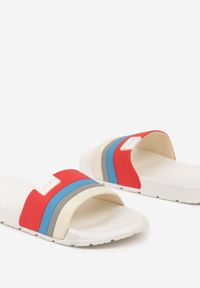 Born2be - Beżowo-Czerwone Klapki z Lekkiej Pianki na Płaskiej Podeszwie Uvetta. Okazja: na co dzień, na plażę. Nosek buta: otwarty. Kolor: beżowy. Obcas: na płaskiej podeszwie. Styl: casual, klasyczny, sportowy #6