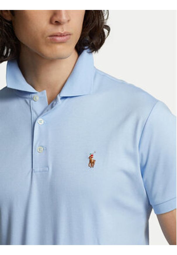 Polo Ralph Lauren Polo 710713130005 Niebieski Slim Fit. Typ kołnierza: polo. Kolor: niebieski. Materiał: bawełna