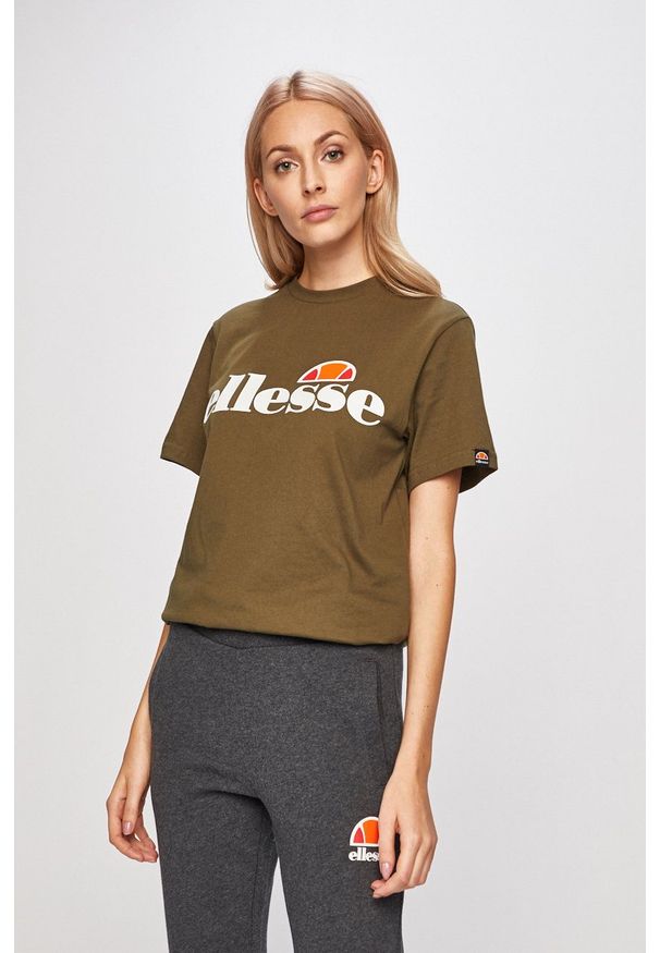Ellesse - T-shirt. Okazja: na co dzień. Kolor: zielony. Wzór: nadruk. Styl: casual