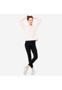 NYAMBA - Koszulka z długim rękawem damska Domyos Gym & Pilates 500. Kolor: różowy. Materiał: bawełna, elastan, poliester, materiał. Długość rękawa: długi rękaw. Długość: długie. Sezon: zima. Sport: joga i pilates