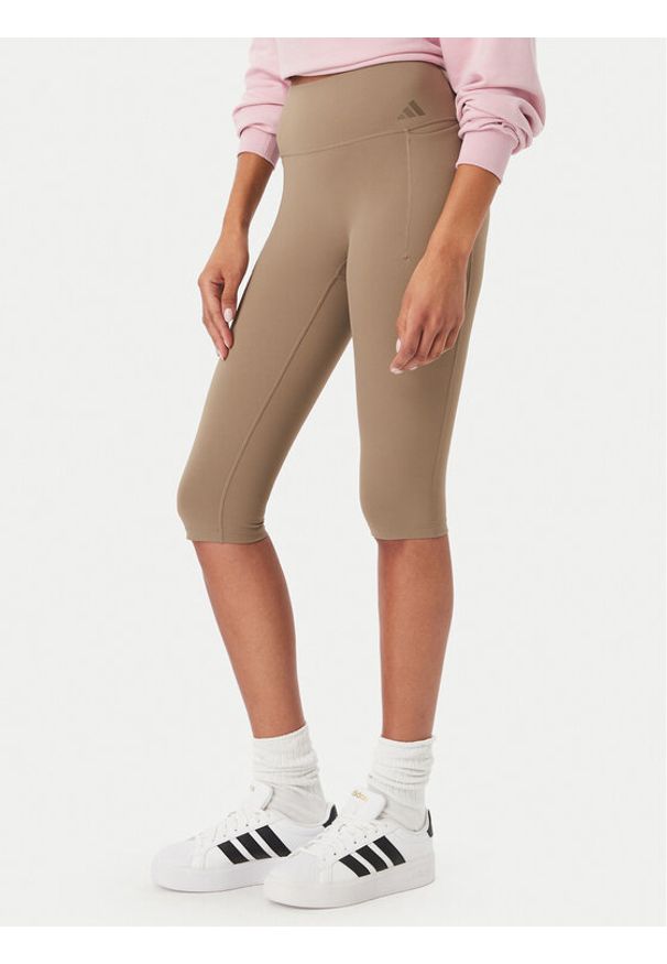 Adidas - adidas Legginsy Optime Contour Workout KV7456 Khaki Slim Fit. Kolor: brązowy. Materiał: syntetyk