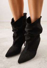 Renee - Czarne Botki na Szpilce Typu Slouchy Anitai. Kolor: czarny. Materiał: jeans. Obcas: na szpilce #7