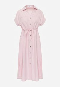 Renee - Różowa Koszulowa Sukienka z Wiskozą i Bawełną Ściągana w Talii Corralure. Kolor: różowy. Materiał: wiskoza, bawełna. Sezon: wiosna, lato. Typ sukienki: koszulowe. Styl: klasyczny, elegancki #3