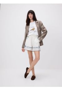 Reserved - Bawełniany t-shirt z nadrukiem - biały. Kolor: biały. Materiał: bawełna. Wzór: nadruk #1