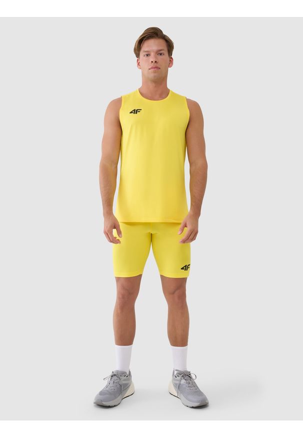 4f - 4F Legginsy krótkie treningowe męskie - żółte 3XL. Kolor: żółty. Materiał: dzianina, włókno, syntetyk, materiał, elastan. Wzór: gładki, ze splotem, jednolity. Sport: fitness