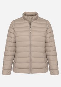 Born2be - Beżowa Pikowana Kurtka o Prostym Kroju z Niską Stójką Zeniva. Okazja: na co dzień, na spacer. Typ kołnierza: kołnierzyk stójkowy. Kolekcja: plus size. Kolor: beżowy. Materiał: dzianina, jeans. Styl: casual #5