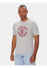 Guess Jeans T-Shirt M5YI29 K8HM0 Szary Slim Fit. Kolor: szary. Materiał: bawełna