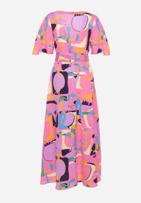 Born2be - Różowa Sukienka Kopertowa z Dekoltem w Serek Wiązana w Pasie Lumolia. Okazja: na co dzień. Typ kołnierza: dekolt w serek. Kolor: różowy. Materiał: jeans. Typ sukienki: kopertowe. Styl: wizytowy, casual #2