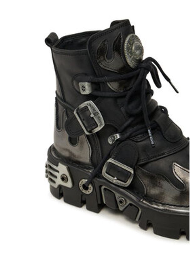NEW ROCK Glany M-288-S2 Czarny. Kolor: czarny. Materiał: skóra. Styl: rockowy