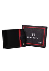 ROVICKY - Portfel skórzany Rovicky N992L-RVTP Black+Red czarny. Kolor: czarny. Materiał: skóra