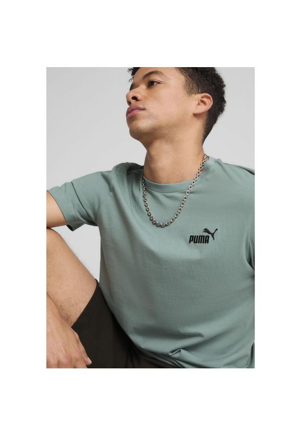 Puma - Męska koszulka Essentials z małym logo No. 1 PUMA Green Moon. Kolor: zielony. Wzór: haft
