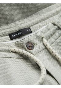 Ombre Clothing - Spodenki męskie szorty dzianinowe z lnu i bawełny - jasnozielone V2. Okazja: na imprezę. Kolor: zielony. Materiał: len, bawełna, dzianina. Sezon: lato. Styl: klasyczny, wakacyjny #8