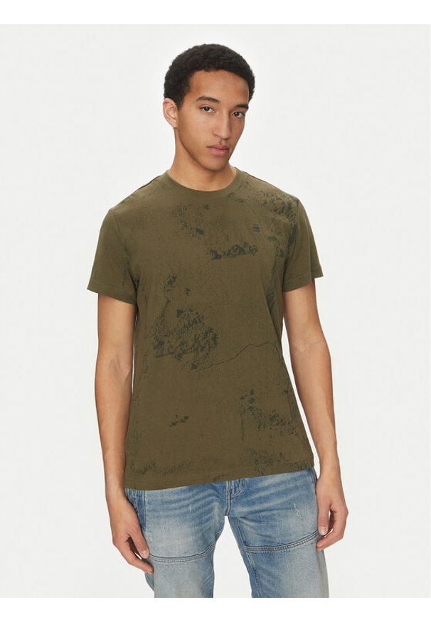 G-Star RAW - G-Star Raw T-Shirt Wash D25973-C338 H343 Zielony Regular Fit. Kolor: zielony. Materiał: bawełna