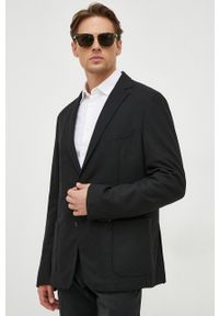 BOSS marynarka z domieszką wełny kolor czarny. Okazja: na co dzień. Kolor: czarny. Materiał: wełna. Styl: casual, klasyczny #1