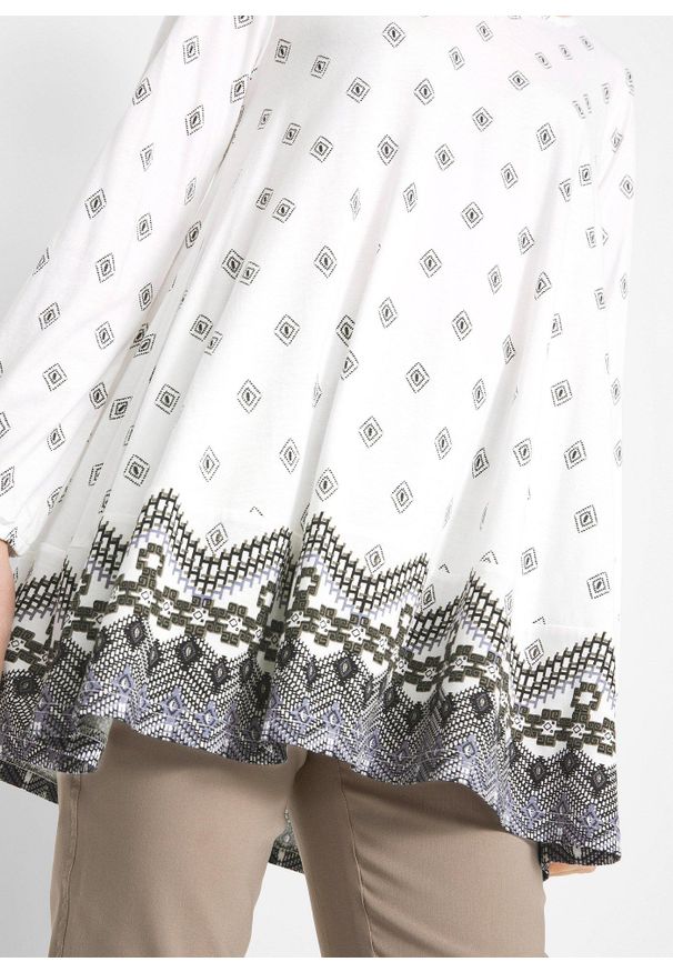 bonprix - Tunika shirtowa z mieszanki bawełny z wiskozą. Kolor: biały. Materiał: wiskoza, bawełna