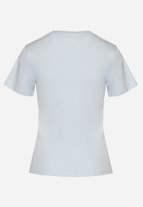 Born2be - Jasnoniebieski Klasyczny T-shirt z Bawełny Lorali. Okazja: na co dzień, na spacer. Kolor: niebieski. Materiał: bawełna. Wzór: gładki. Styl: klasyczny