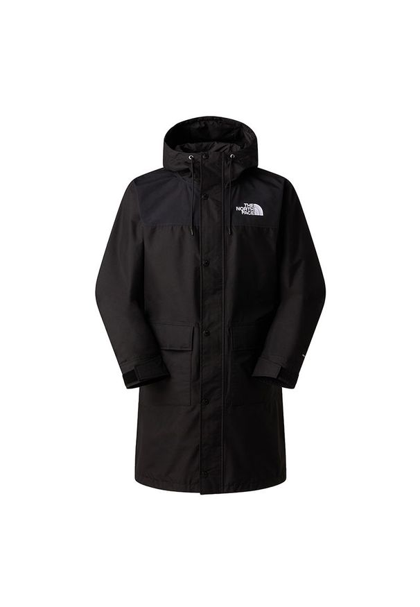 Kurtka męska The North Face Parka Reign On 0A8G0UJK31 - czarna. Okazja: na co dzień. Kolor: czarny. Materiał: nylon, poliester. Długość rękawa: długi rękaw. Długość: długie. Wzór: aplikacja. Styl: casual