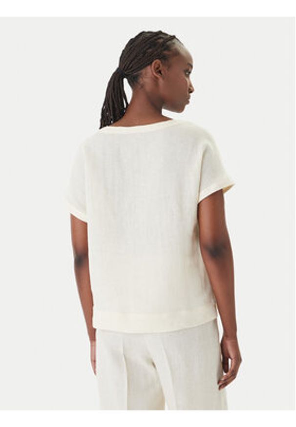 Marella T-Shirt Geyser 2615111132 Écru Regular Fit. Kolor: kremowy. Materiał: len