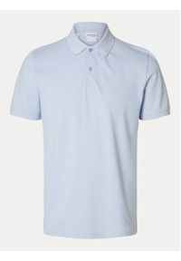 Selected Homme Polo 16095851 Błękitny Slim Fit. Typ kołnierza: polo. Kolor: niebieski. Materiał: bawełna