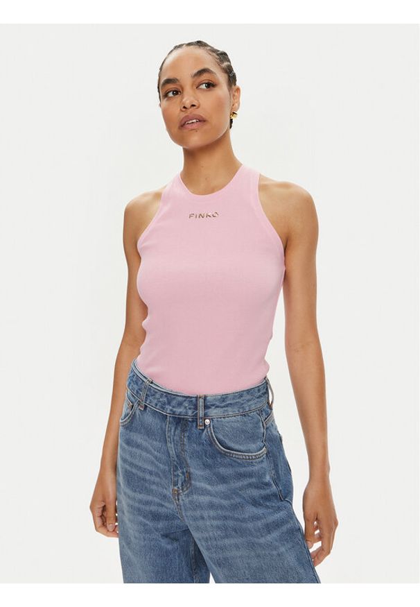 Pinko Top Distinto 100822 A15E Różowy Slim Fit. Kolor: różowy. Materiał: bawełna